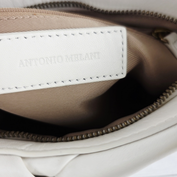 ANTONIO MELANI‎ Leather Elegant White Woven Handbag - Picture 6 of 12